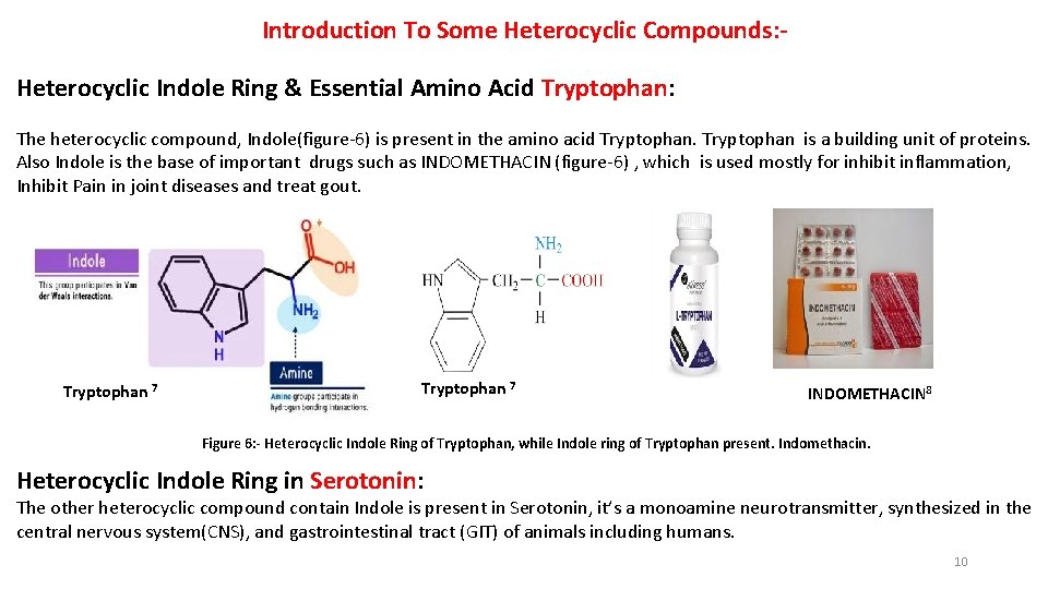 Introduction To Some Heterocyclic Compounds: Heterocyclic Indole Ring & Essential Amino Acid Tryptophan: The
