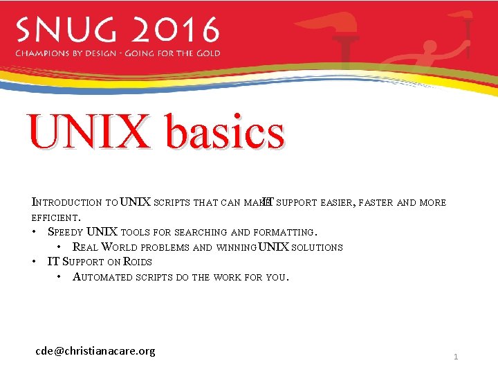 UNIX basics INTRODUCTION TO UNIX SCRIPTS THAT CAN MAKE IT SUPPORT EASIER, FASTER AND