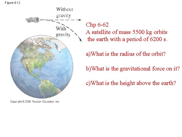 Figure 6. 12 Chp 6 -62 A satellite of mass 5500 kg orbits the Figure 6. 12 Chp 6 -62 A satellite of mass 5500 kg orbits the