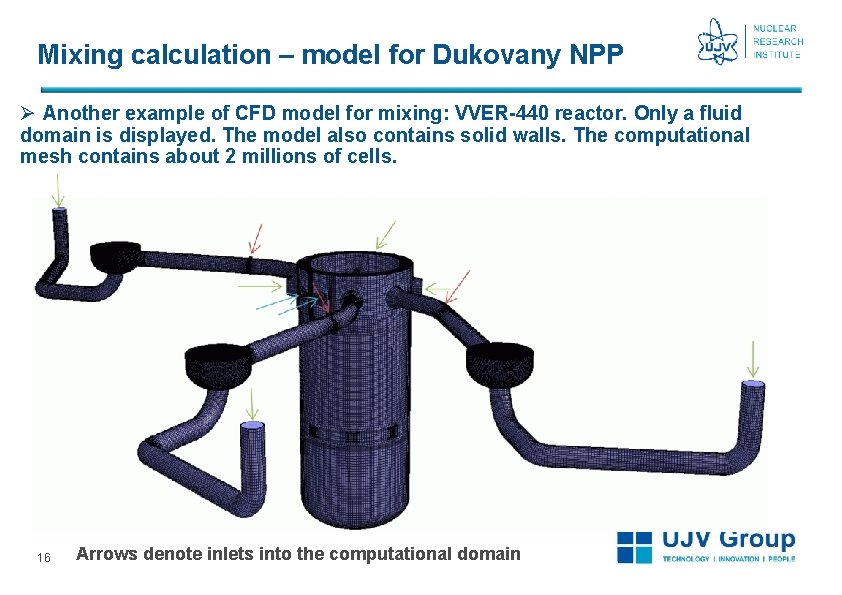 Mixing calculation – model for Dukovany NPP Ø Another example of CFD model for Mixing calculation – model for Dukovany NPP Ø Another example of CFD model for