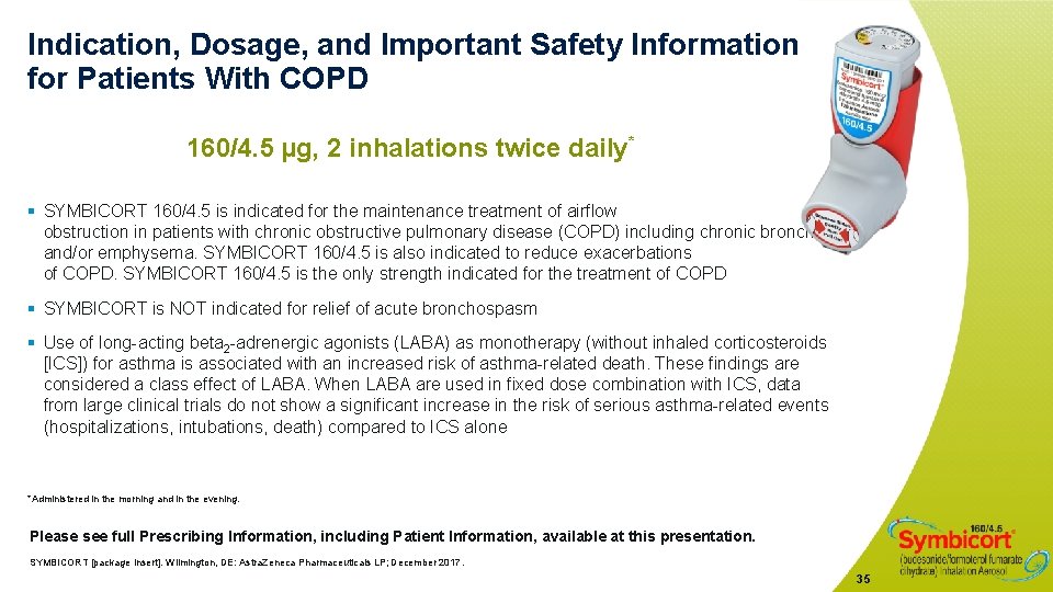 Indication, Dosage, and Important Safety Information for Patients With COPD 160/4. 5 µg, 2