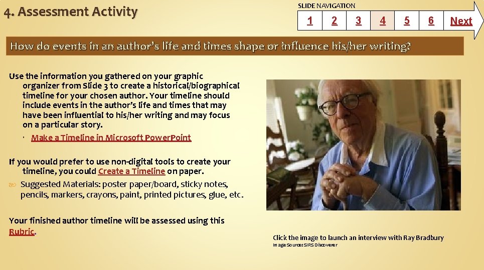 4. Assessment Activity SLIDE NAVIGATION 1 2 3 4 5 6 How do events