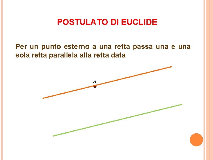 POSTULATO DI EUCLIDE Per un punto esterno a una retta passa una e una