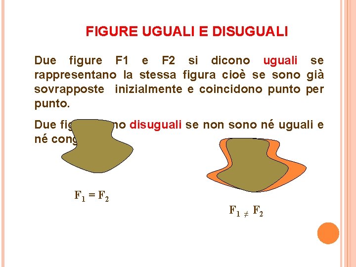 FIGURE UGUALI E DISUGUALI Due figure F 1 e F 2 si dicono uguali