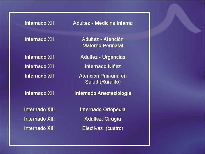 Internado XII Adultez - Medicina Internado XII Adultez - Atención Materno Perinatal Internado XII