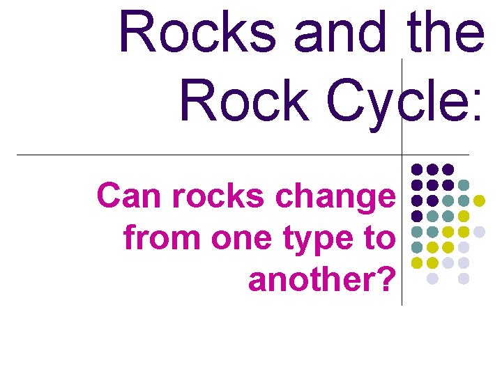 Rocks and the Rock Cycle: Can rocks change from one type to another? 