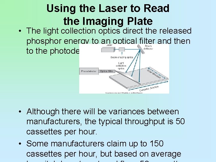 Using the Laser to Read the Imaging Plate • The light collection optics direct