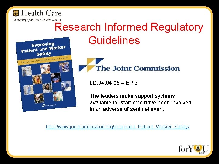 Research Informed Regulatory Guidelines LD. 04. 05 – EP 9 The leaders make support