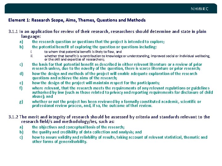 Element 1: Research Scope, Aims, Themes, Questions and Methods 3. 1. 1 In an