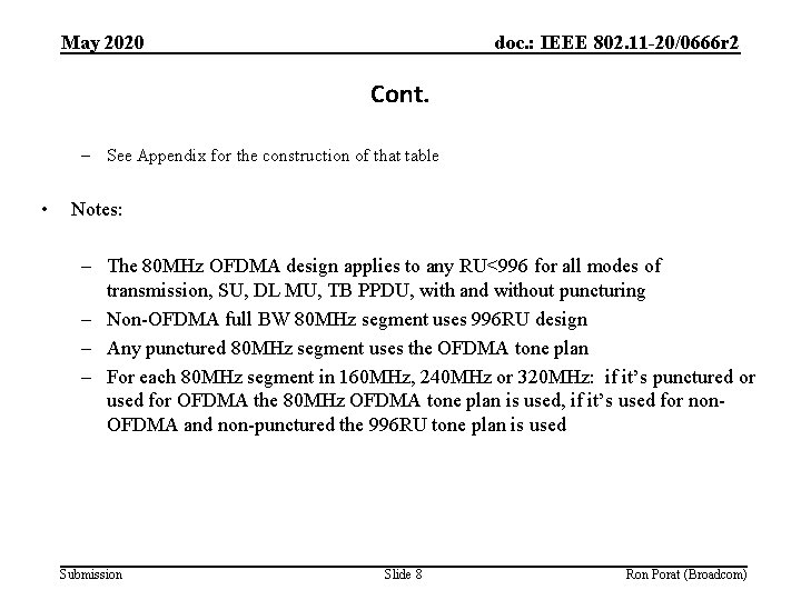 May 2020 doc. : IEEE 802. 11 -20/0666 r 2 Cont. – See Appendix