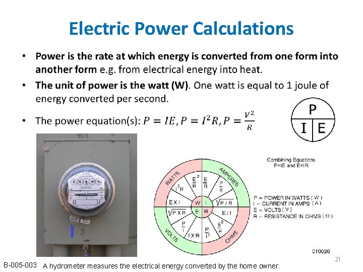 Electric Power Calculations • B-005 -003 A hydrometer measures the electrical energy converted by Electric Power Calculations • B-005 -003 A hydrometer measures the electrical energy converted by