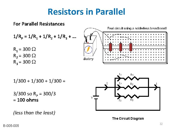 Resistors in Parallel For Parallel Resistances 1/RP = 1/R 1 + 1/R 2 + Resistors in Parallel For Parallel Resistances 1/RP = 1/R 1 + 1/R 2 +