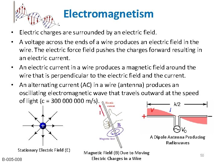 Electromagnetism • Electric charges are surrounded by an electric field. • A voltage across Electromagnetism • Electric charges are surrounded by an electric field. • A voltage across