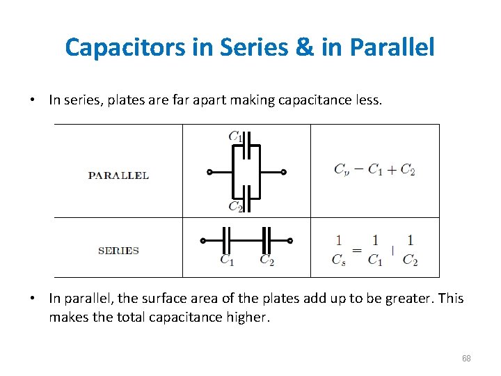 Capacitors in Series & in Parallel • In series, plates are far apart making Capacitors in Series & in Parallel • In series, plates are far apart making