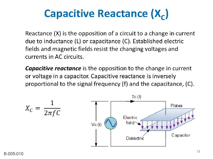 Capacitive Reactance (XC) B-005 -010 74 Capacitive Reactance (XC) B-005 -010 74