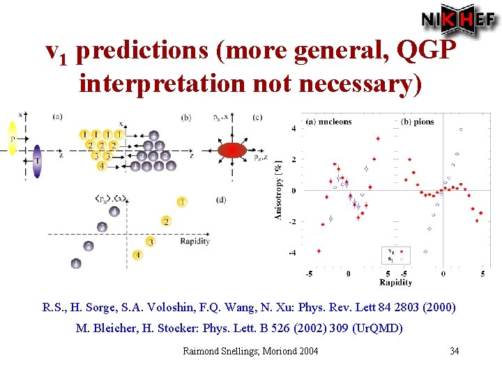 v 1 predictions (more general, QGP interpretation not necessary) R. S. , H. Sorge,