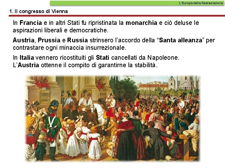 L’Europa della Restaurazione 1. Il congresso di Vienna In Francia e in altri Stati