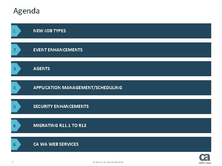 Agenda 2 1 NEW JOB TYPES 2 EVENT ENHANCEMENTS 3 AGENTS 4 APPLICATION MANAGEMENT/SCHEDULING