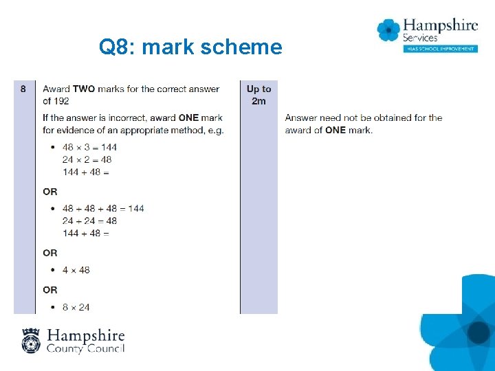 Q 8: mark scheme Q 8: mark scheme