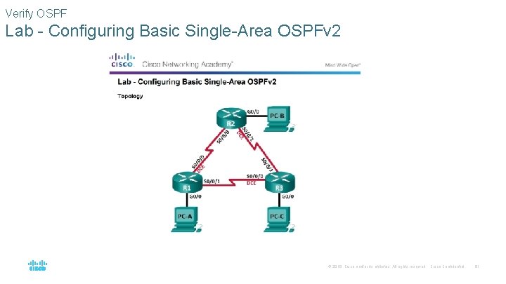 Verify OSPF Lab - Configuring Basic Single-Area OSPFv 2 © 2016 Cisco and/or its