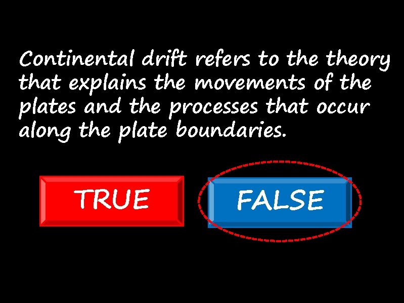 Continental drift refers to theory that explains the movements of the plates and the