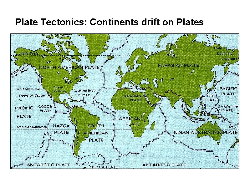 Plate Tectonics: Continents drift on Plates 