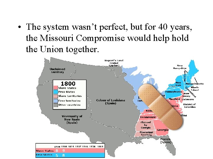  • The system wasn’t perfect, but for 40 years, the Missouri Compromise would