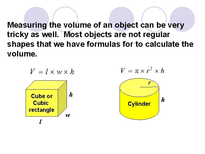 Measuring the volume of an object can be very tricky as well. Most objects