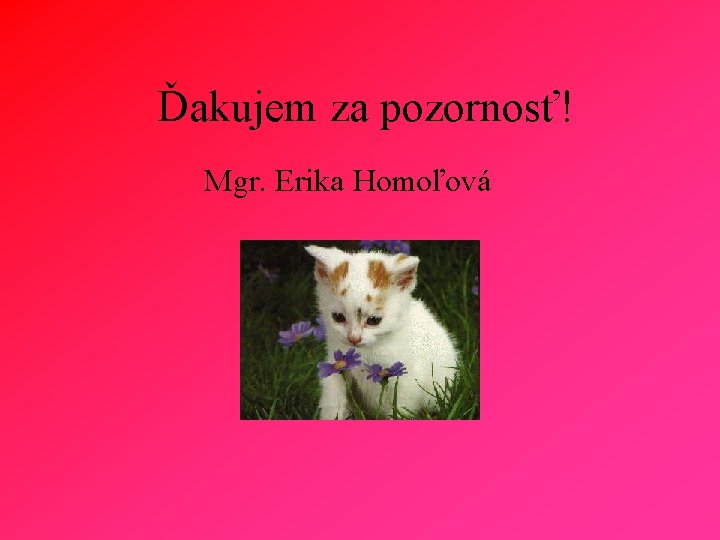 Ďakujem za pozornosť! Mgr. Erika Homoľová 