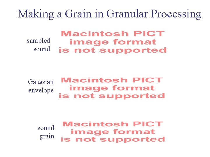 Making a Grain in Granular Processing sampled sound Gaussian envelope sound grain 