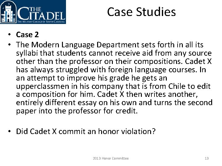 Case Studies • Case 2 • The Modern Language Department sets forth in all