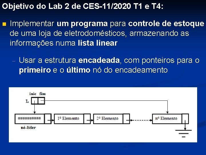 Objetivo do Lab 2 de CES-11/2020 T 1 e T 4: n Implementar um