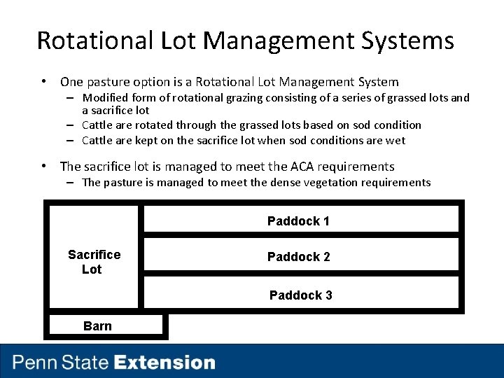 Rotational Lot Management Systems • One pasture option is a Rotational Lot Management System Rotational Lot Management Systems • One pasture option is a Rotational Lot Management System