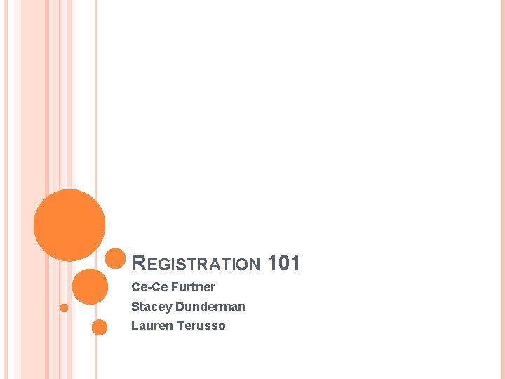 REGISTRATION 101 Ce-Ce Furtner Stacey Dunderman Lauren Terusso 