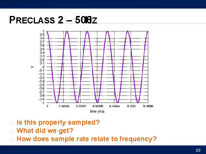 PRECLASS 2 – 500 HZ � � � Is this properly sampled? What did