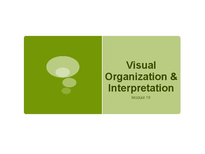 Visual Organization & Interpretation Module 19 
