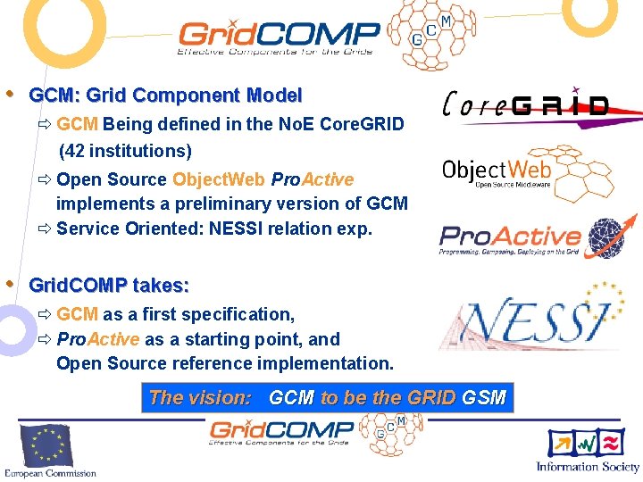  • GCM: Grid Component Model ð GCM Being defined in the No. E