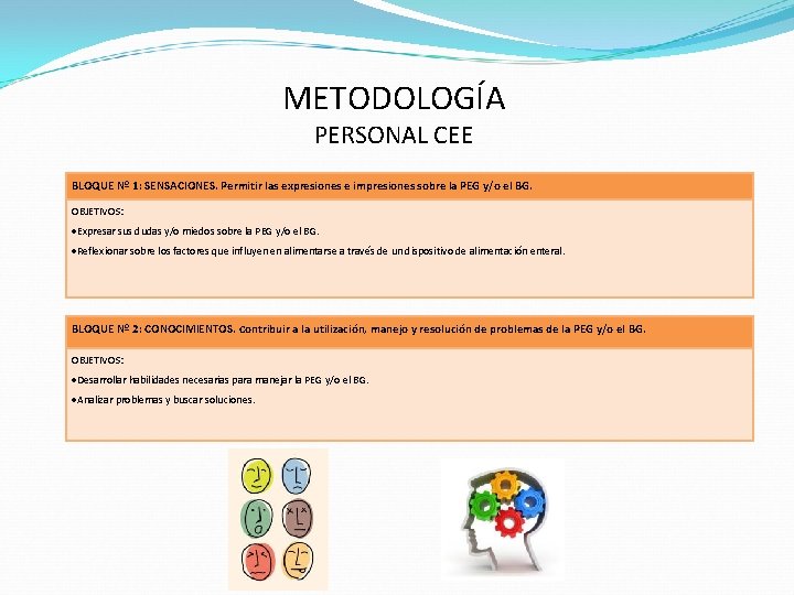 METODOLOGÍA PERSONAL CEE BLOQUE Nº 1: SENSACIONES. Permitir las expresiones e impresiones sobre la