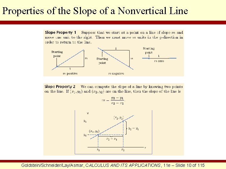 Properties of the Slope of a Nonvertical Line Goldstein/Schneider/Lay/Asmar, CALCULUS AND ITS APPLICATIONS, 11