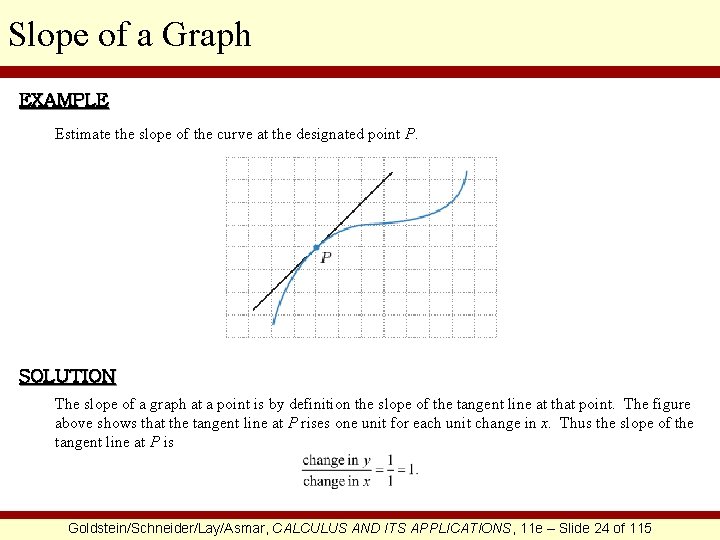 Slope of a Graph EXAMPLE Estimate the slope of the curve at the designated