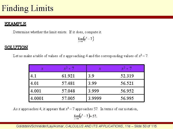 Finding Limits EXAMPLE Determine whether the limit exists. If it does, compute it. SOLUTION