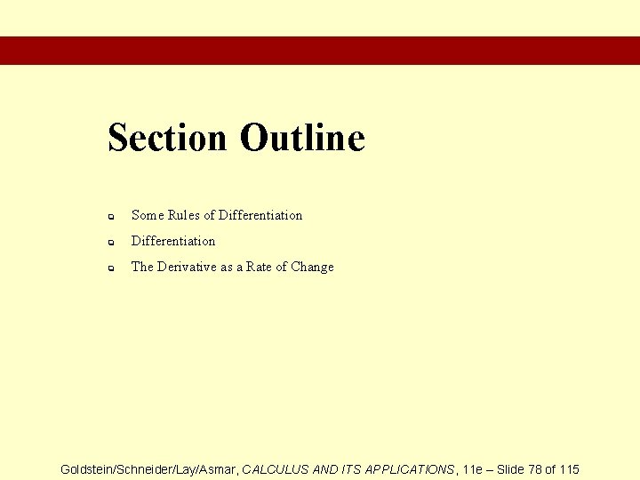 Section Outline q Some Rules of Differentiation q The Derivative as a Rate of