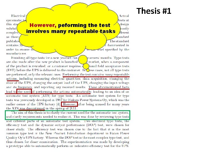 Thesis #1 However, peforming the test involves many repeatable tasks 
