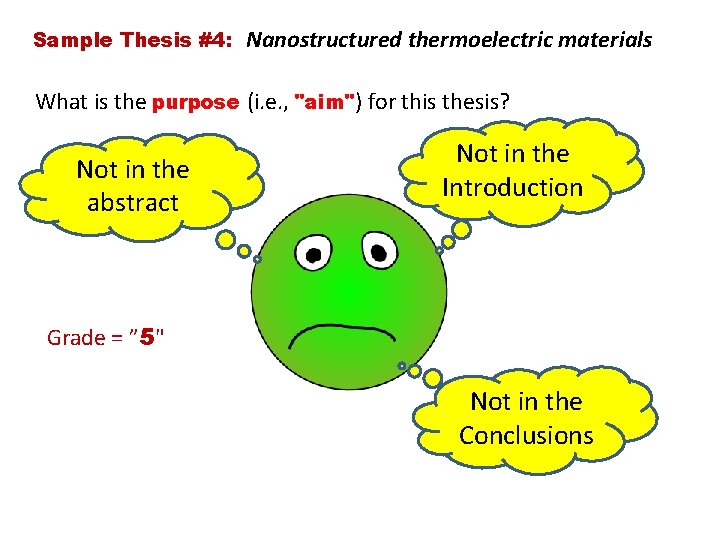 Sample Thesis #4: Nanostructured thermoelectric materials What is the purpose (i. e. , "aim")