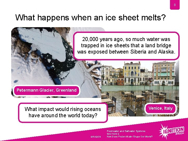 8 What happens when an ice sheet melts? 20, 000 years ago, so much