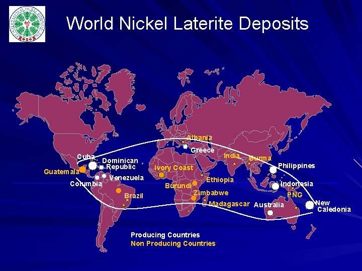 World Nickel Laterite Deposits Albania Cuba Guatemala Columbia Greece Dominican Republic Ivory Coast Venezuela