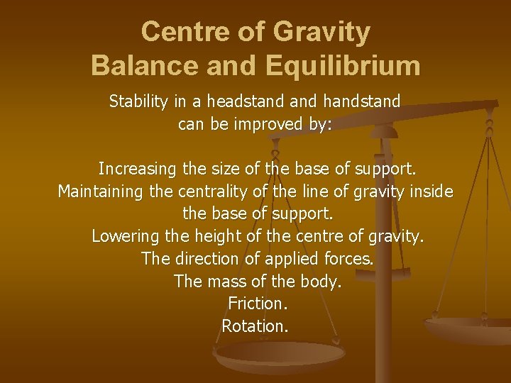 Centre of Gravity Balance and Equilibrium Stability in a headstand handstand can be improved