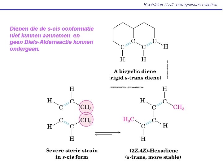 Hoofdstuk XVIII: pericyclische reacties Dienen die de s-cis conformatie niet kunnen aannemen en geen
