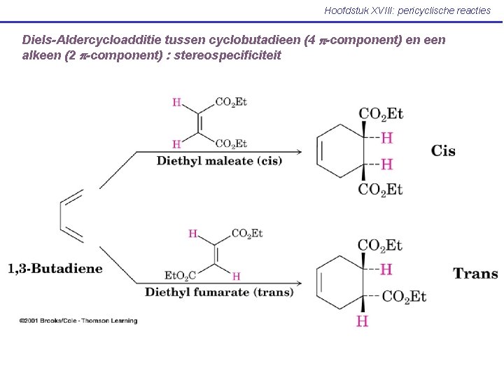 Hoofdstuk XVIII: pericyclische reacties Diels-Aldercycloadditie tussen cyclobutadieen (4 p-component) en een alkeen (2 p-component)