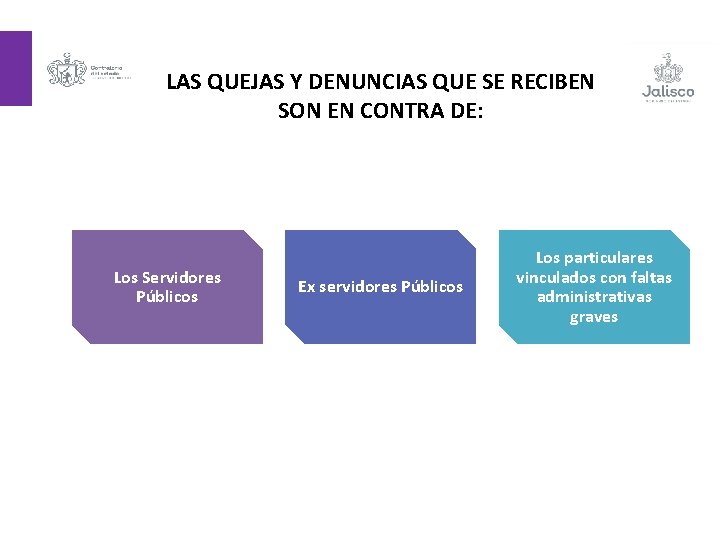 LAS QUEJAS Y DENUNCIAS QUE SE RECIBEN SON EN CONTRA DE: Los Servidores Públicos